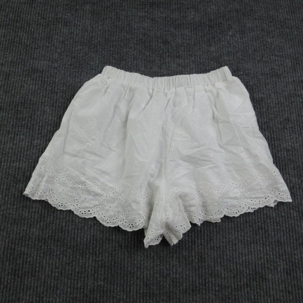 Cider Culotte Shorts Womens S White Lace Eyelet Elastic Waist Casual 25x2.5*